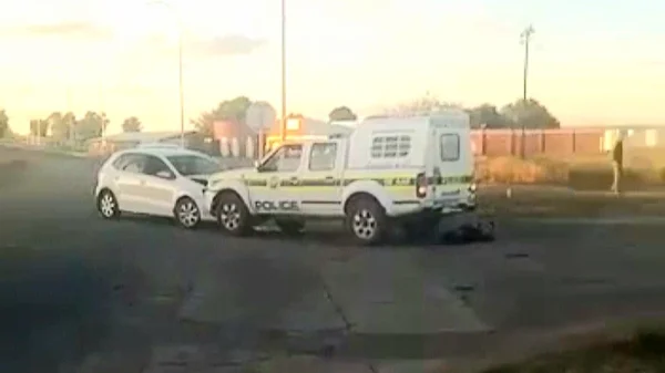 police officer crashes into VW Polo